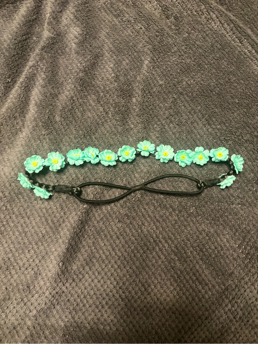 Floral Elastic Headband - Aqua Daisy Accent